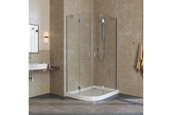 Душевой уголок Vegas Glass AFS-F Lux 100*80 07 01 R профиль матовый хром, стекло прозрачное, прямоугольный-асимметричный, двери распашные