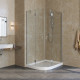 Душевой уголок Vegas Glass AFS-F Lux 100*80 07 01 R профиль матовый хром, стекло прозрачное, прямоугольный-асимметричный, двери распашные