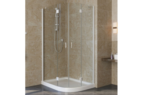 Душевой уголок Vegas Glass AFS-F Lux 100*80 01 01 L профиль белый, стекло прозрачное, прямоугольный-асимметричный, двери распашные