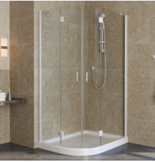 Душевой уголок Vegas Glass AFS-F Lux 100*80 01 01 R профиль белый, стекло прозрачное, прямоугольный-асимметричный, двери распашные