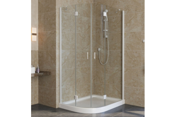 Душевой уголок Vegas Glass AFS-F Lux 100*80 01 01 R профиль белый, стекло прозрачное, прямоугольный-асимметричный, двери распашные