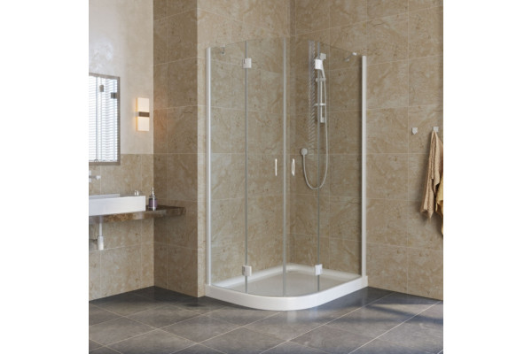 Душевой уголок Vegas Glass AFS-F Lux 100*80 01 01 R профиль белый, стекло прозрачное, прямоугольный-асимметричный, двери распашные