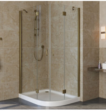 Душевой уголок Vegas Glass AFS-F Lux 100*80 05 01 L профиль бронза, стекло прозрачное, прямоугольный-асимметричный, двери распашные