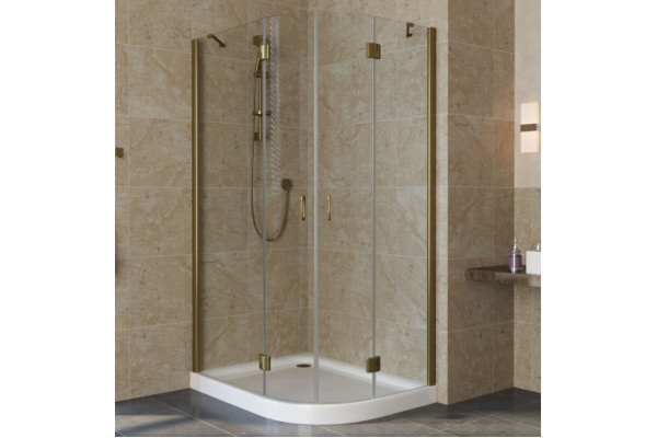 Душевой уголок Vegas Glass AFS-F Lux 100*80 05 01 L профиль бронза, стекло прозрачное, прямоугольный-асимметричный, двери распашные