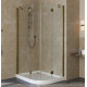 Душевой уголок Vegas Glass AFS-F Lux 100*80 05 01 L профиль бронза, стекло прозрачное, прямоугольный-асимметричный, двери распашные