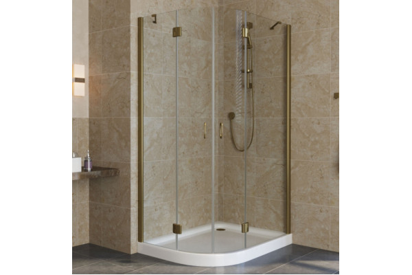 Душевой уголок Vegas Glass AFS-F Lux 100*80 05 01 R профиль бронза, стекло прозрачное, прямоугольный-асимметричный, двери распашные