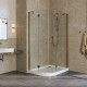 Душевой уголок Vegas Glass AFS-F Lux 100*80 05 01 R профиль бронза, стекло прозрачное, прямоугольный-асимметричный, двери распашные