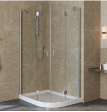 Душевой уголок Vegas Glass AFS-F Lux 100*80 07 01 L профиль матовый хром, стекло прозрачное, прямоугольный-асимметричный, двери распашные