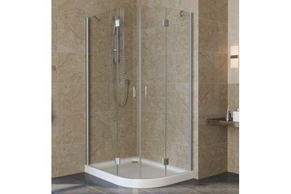 Душевой уголок Vegas Glass AFS-F Lux 100*80 07 01 L профиль матовый хром, стекло прозрачное, прямоугольный-асимметричный, двери распашные
