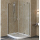 Душевой уголок Vegas Glass AFS-F Lux 100*80 07 01 L профиль матовый хром, стекло прозрачное, прямоугольный-асимметричный, двери распашные