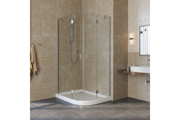 Душевой уголок Vegas Glass AFS-F Lux 100*80 07 01 L профиль матовый хром, стекло прозрачное, прямоугольный-асимметричный, двери распашные