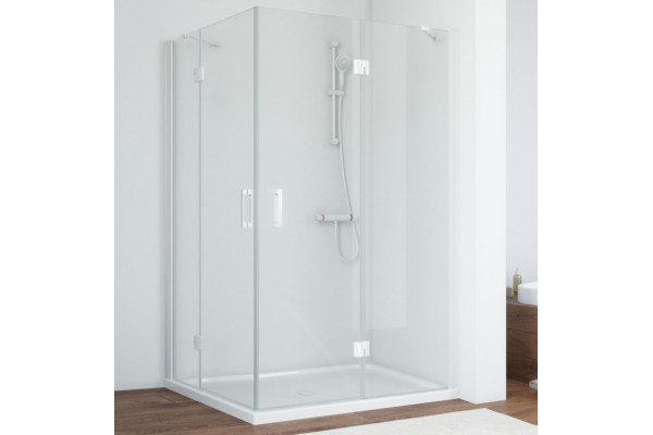 Душевой уголок Vegas Glass AFA-F 110*100 01 01 R профиль белый, стекло прозрачное, прямоугольный, двери распашные