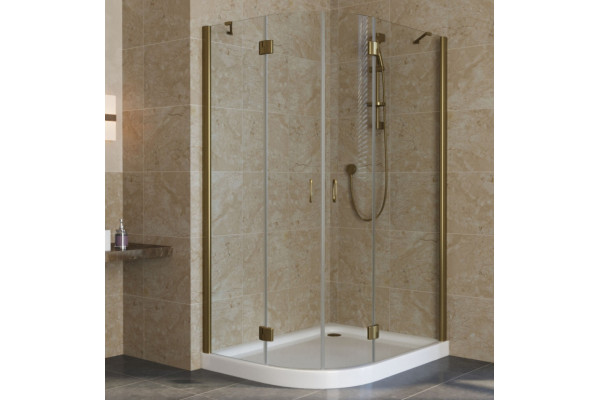 Душевой уголок Vegas Glass AFS-F Lux 120*100 05 01 R профиль бронза, стекло прозрачное, прямоугольный-асимметричный, двери распашные