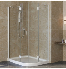 Душевой уголок Vegas Glass AFS-F Lux 120*100 01 01 L профиль белый, стекло прозрачное, прямоугольный-асимметричный, двери распашные