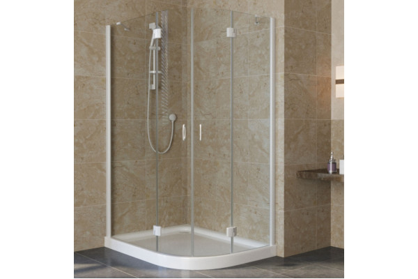 Душевой уголок Vegas Glass AFS-F Lux 120*100 01 01 L профиль белый, стекло прозрачное, прямоугольный-асимметричный, двери распашные