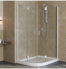 Душевой уголок Vegas Glass AFS-F Lux 120*100 01 01 R профиль белый, стекло прозрачное, прямоугольный-асимметричный, двери распашные