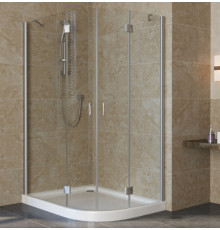 Душевой уголок Vegas Glass AFS-F Lux 120*110 07 01 L профиль матовый хром, стекло прозрачное, прямоугольный-асимметричный, двери распашные