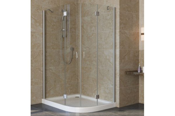 Душевой уголок Vegas Glass AFS-F Lux 120*110 07 01 L профиль матовый хром, стекло прозрачное, прямоугольный-асимметричный, двери распашные