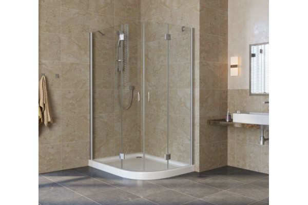 Душевой уголок Vegas Glass AFS-F Lux 120*110 07 01 L профиль матовый хром, стекло прозрачное, прямоугольный-асимметричный, двери распашные