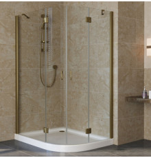 Душевой уголок Vegas Glass AFS-F Lux 120*110 05 01 L профиль бронза, стекло прозрачное, прямоугольный-асимметричный, двери распашные