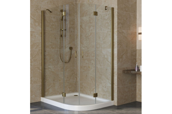 Душевой уголок Vegas Glass AFS-F Lux 120*110 05 01 L профиль бронза, стекло прозрачное, прямоугольный-асимметричный, двери распашные