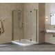 Душевой уголок Vegas Glass AFS-F Lux 120*110 05 01 L профиль бронза, стекло прозрачное, прямоугольный-асимметричный, двери распашные