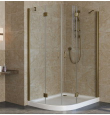 Душевой уголок Vegas Glass AFS-F Lux 120*110 05 01 R профиль бронза, стекло прозрачное, прямоугольный-асимметричный, двери распашные