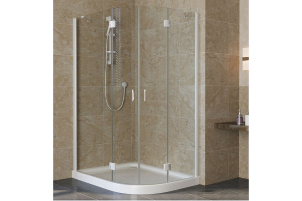 Душевой уголок Vegas Glass AFS-F Lux 120*110 01 01 L профиль белый, стекло прозрачное, прямоугольный-асимметричный, двери распашные