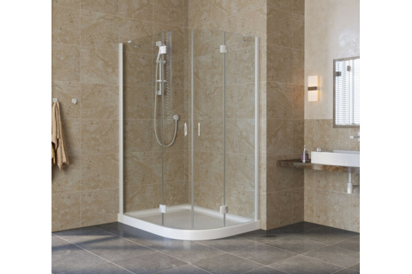 Душевой уголок Vegas Glass AFS-F Lux 120*110 01 01 L профиль белый, стекло прозрачное, прямоугольный-асимметричный, двери распашные