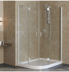 Душевой уголок Vegas Glass AFS-F Lux 120*110 01 01 R профиль белый, стекло прозрачное, прямоугольный-асимметричный, двери распашные