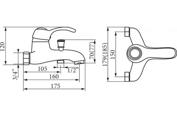 Смеситель Veragio Grazia VR.GRA-3501.CR для ванны с душем, хром, однорычажный, длина излива 16 см