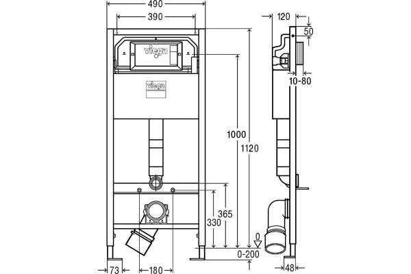 Система инсталляции для унитазов Viega Prevista Dry 8524 бачок 3/6 л, 49x20x112 см