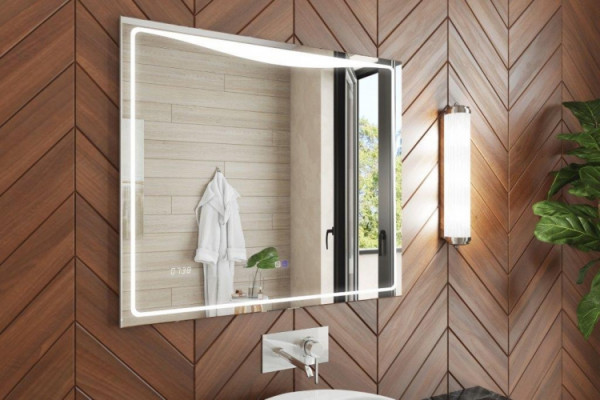 Зеркало Vigo Eva Luxe 80 прямоугольное, с подсветкой, с электронными часами