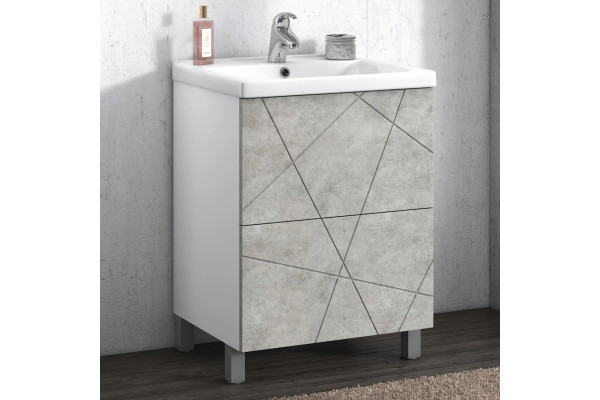 Тумба с раковиной Vigo Geometry 60 бетон, напольная, с ящиками