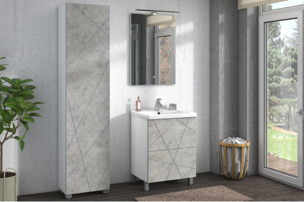 Тумба с раковиной Vigo Geometry 60 бетон, напольная, с ящиками