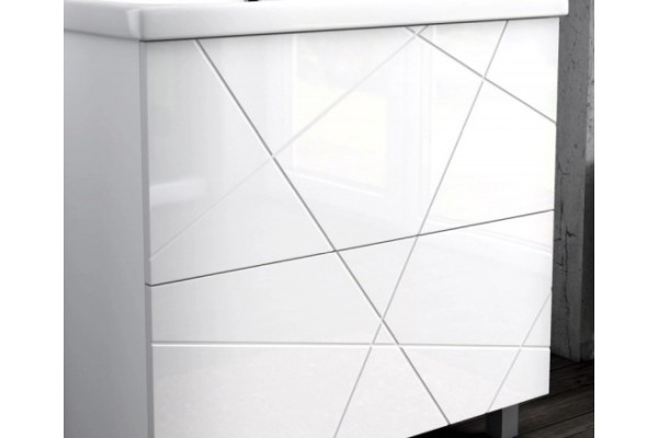 Тумба с раковиной Vigo Geometry 60 белая, напольная, с ящиками