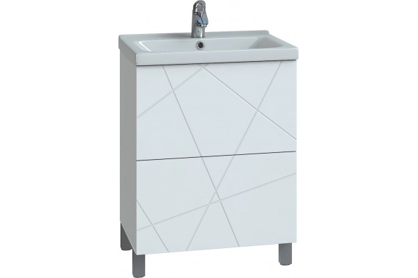 Тумба с раковиной Vigo Geometry 60 белая, напольная, с ящиками