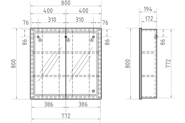 Зеркало-шкаф Vigo Geometry 80 с доводчиками