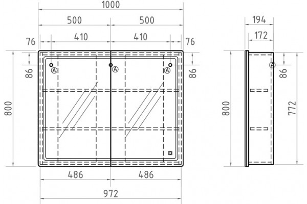 Зеркало-шкаф Vigo Geometry 100 с доводчиками