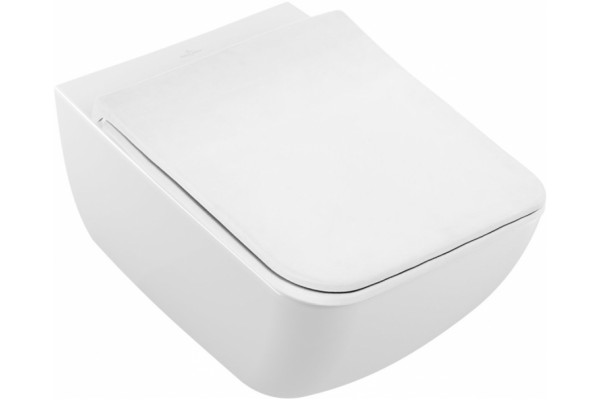 Унитаз подвесной Villeroy & Boch Venticello 4611RLR1 альпийский белый CeramicPlus, безободковый, прямоугольный, антивсплеск, 37.5x56 см