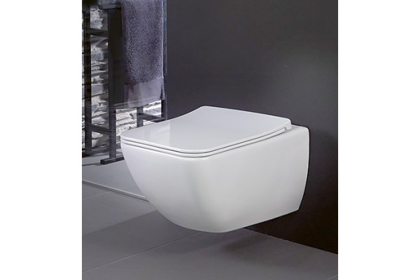 Унитаз подвесной Villeroy & Boch Venticello 4611RLR1 альпийский белый CeramicPlus, безободковый, прямоугольный, антивсплеск, 37.5x56 см