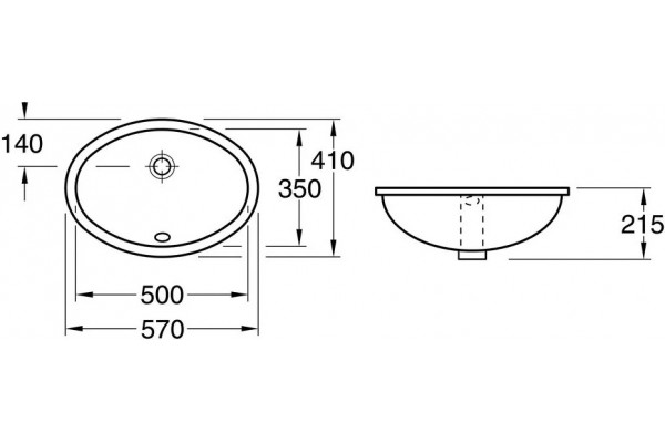 Раковина Villeroy & Boch Evana 61470001 овальная, цвет белый