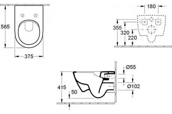 Комплект Унитаз подвесной Villeroy & Boch Subway 2.0 5614R201 alpin + Система инсталляции для унитазов Geberit Duofix Delta 458.124.21.1 3 в 1 с кнопкой смыва + Шумоизоляционная панель для инсталляции Geberit 156.050.00.1, цвет белый, бачок 3/6 л