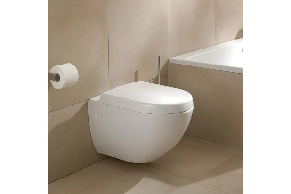 Комплект Система инсталляции для унитазов Geberit Duofix Sigma 12 Plattenbau 111.362.00.5 + Кнопка смыва Geberit Sigma 01 115.770.21.5 хром + Крышка-сиденье Villeroy & Boch Subway 9M55 S101 с микролифтом, петли хром + Унитаз подвесной Villeroy, цвет белый