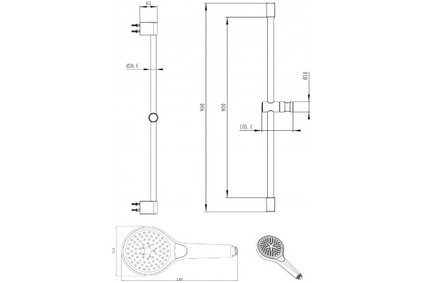 Душевой гарнитур Villeroy & Boch Embrace Plus TVS1089000161 хром, штанга 99 см