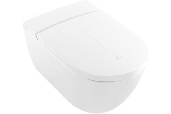 Унитаз подвесной Villeroy & Boch Viclean V0E100R1 альпийский белый, с функцией биде, овальный, антивсплеск, 38.5x59.5 см