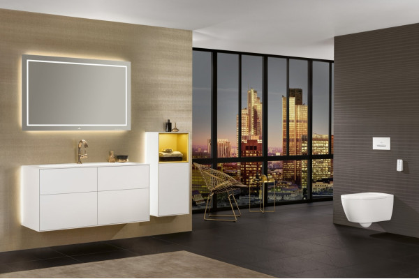 Унитаз подвесной Villeroy & Boch Viclean V0E100R1 альпийский белый, с функцией биде, овальный, антивсплеск, 38.5x59.5 см