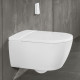 Унитаз подвесной Villeroy & Boch Viclean V0E100R1 альпийский белый, с функцией биде, овальный, антивсплеск, 38.5x59.5 см