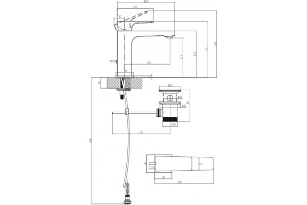 Смеситель Villeroy & Boch Architectura Square TVW12500100061 для раковины однорычажный, хром