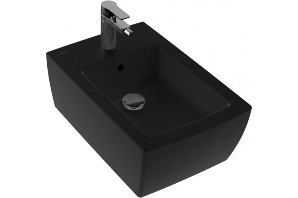 Биде подвесное Villeroy & Boch Memento 2.0 443300S5 ebony, ceramicplus, цвет черный, прямоугольное, 37.5x56 см
